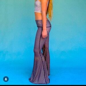 Teeki Black and White Striped Leggings